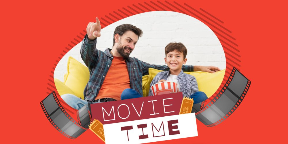 collage-about-movie-time-with-man-kid